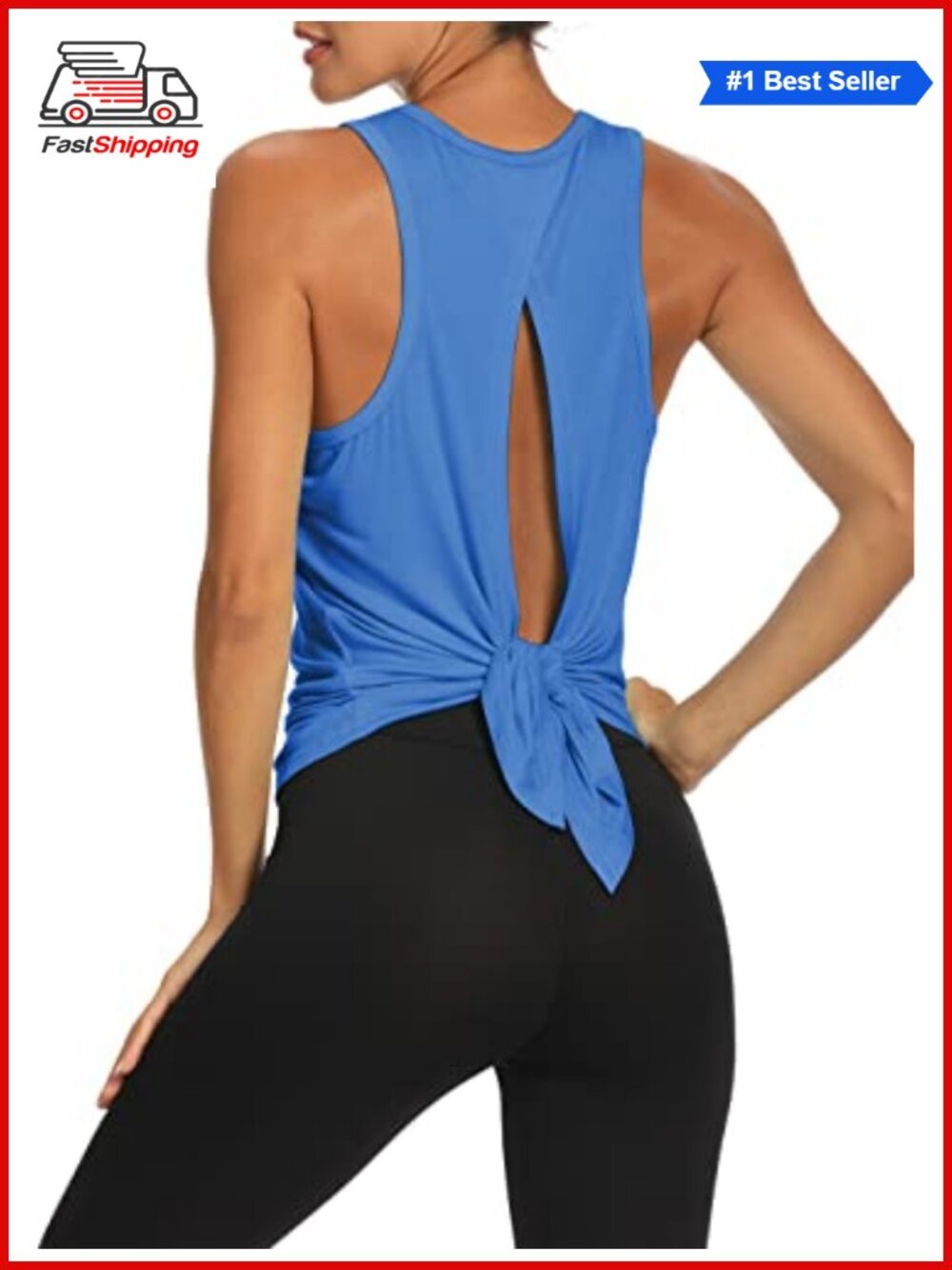 Backless Workout Tank Top Tie Back Yoga Athletic Sleeveless Gym Shirt